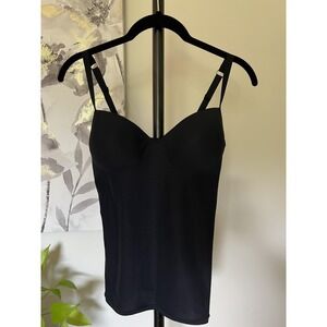 Hanro Allure Shaping Camisole Tank Top Womens 36C Black Microfiber Padded Cups